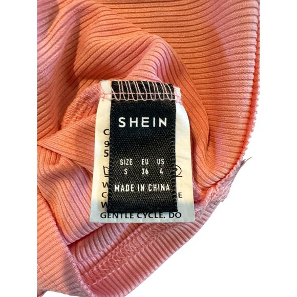 SHEIN Colorblock Ribbed Tank Top Size S Pink Cream Sleeveless Cropped Shirt - Picture 4 of 6